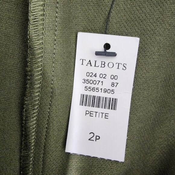 Talbots Portland Pant Womens Size 2P Slim Leg Olive Green Ankle Flat Front NWT - Picture 11 of 12